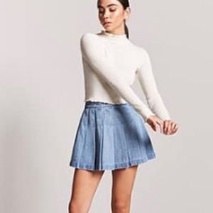 Denim Pleated Skirt